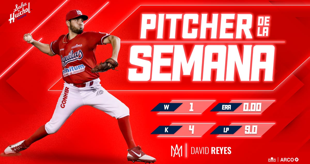 DAVID REYES, PITCHER DE LA SEMANA EN LA LIGA ARCO