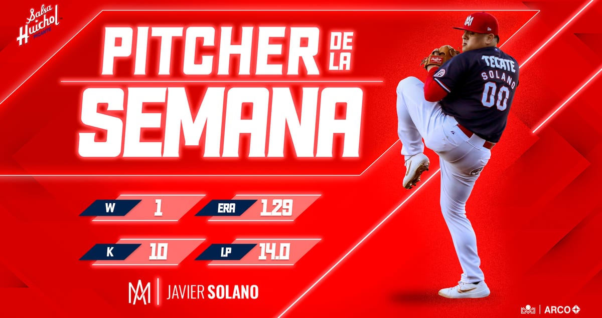 JAVIER SOLANO ES EL PITCHER DE LA SEMANA EN LA LIGA ARCO