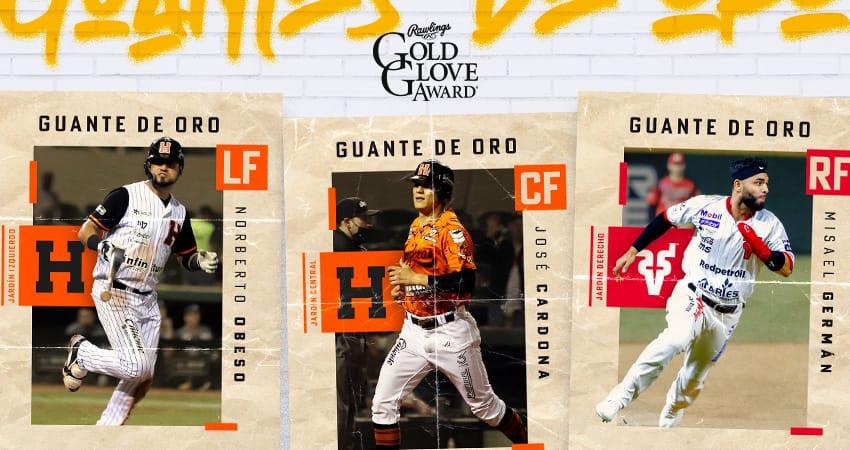 NORBERTO OBESO, JOSÉ CARDONA Y MISAEL GERMÁN GANAN EL GUANTE DE ORO EN EL OUTFIELD