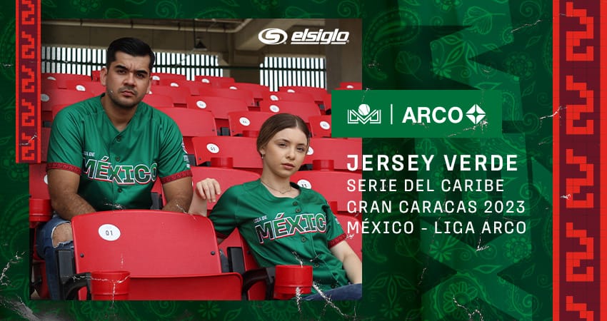 LANZA LIGA ARCO JERSEY VERDE PARA SERIE DEL CARIBE 2023