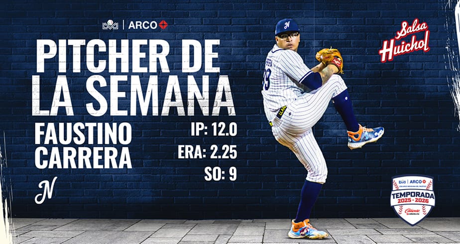 Faustino Carrera se convierte en el Pitcher de la Semana