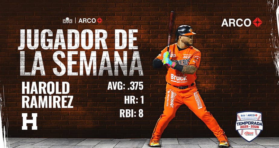 Harold Ramírez encabeza la ofensiva de Naranjeros y es el Jugador de la Semana