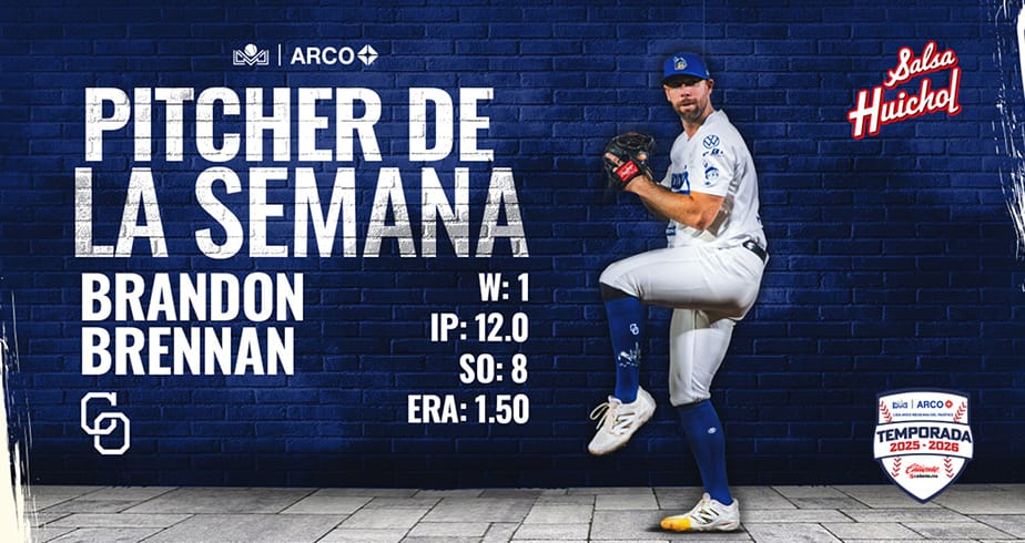 Dos sólidas aperturas de Brandon Brennan, lo convierten en el Pitcher de la Semana