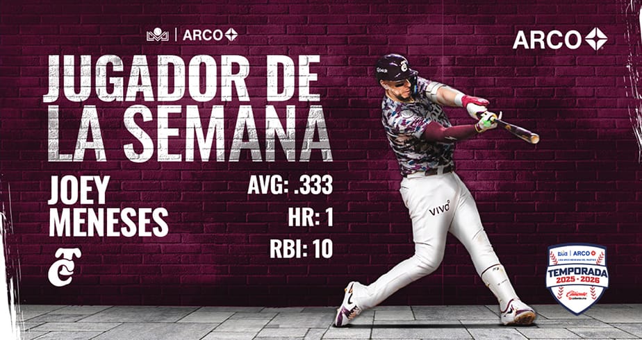 Joey Meneses bateó a la hora cero, para convertirse en el Jugador de la Semana
