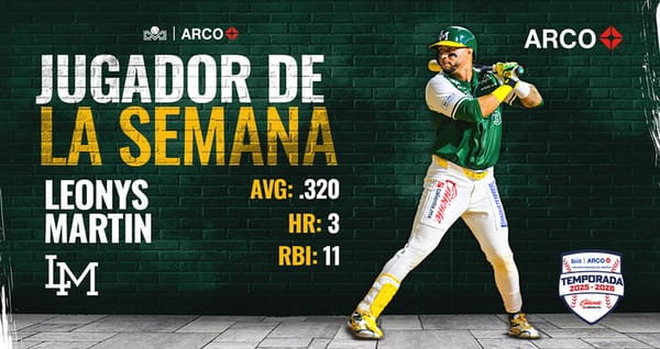 Leonys Martin sigue encendido y por segunda ocasión en la campaña es el Jugador de la Semana