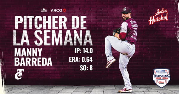 Dos grandes salidas, dos victorias y Manny Barreda es el Pitcher de la Semana