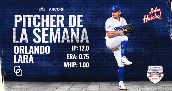 Gran labor de Orlando Lara para ser el Pitcher de la Semana