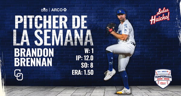 Dos sólidas aperturas de Brandon Brennan, lo convierten en el Pitcher de la Semana