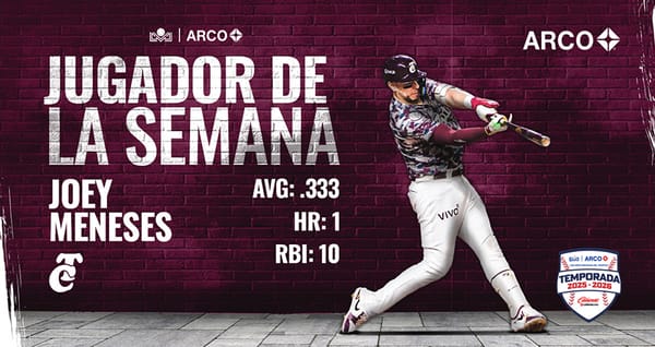 Joey Meneses bateó a la hora cero, para convertirse en el Jugador de la Semana
