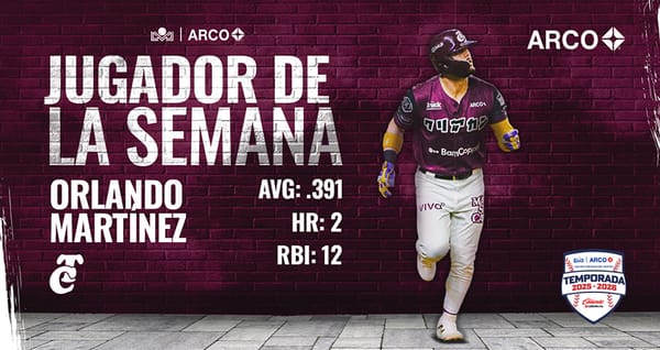 Orlando Martínez comandó la ofensiva de Tomateros y gana el Premio a Jugador de la Semana