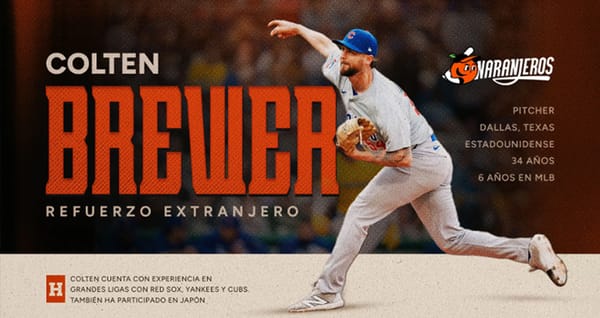 Colten Brewer primer refuerzo extranjero de Naranjeros